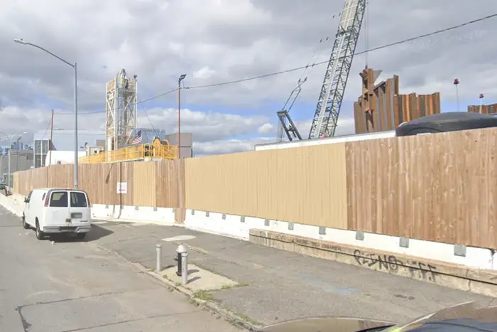 A Google Maps view of the construction site in Queens.